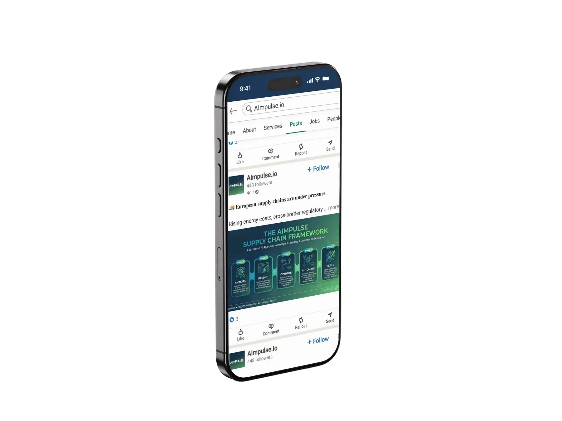 AImpulse LinkedIn content on mobile