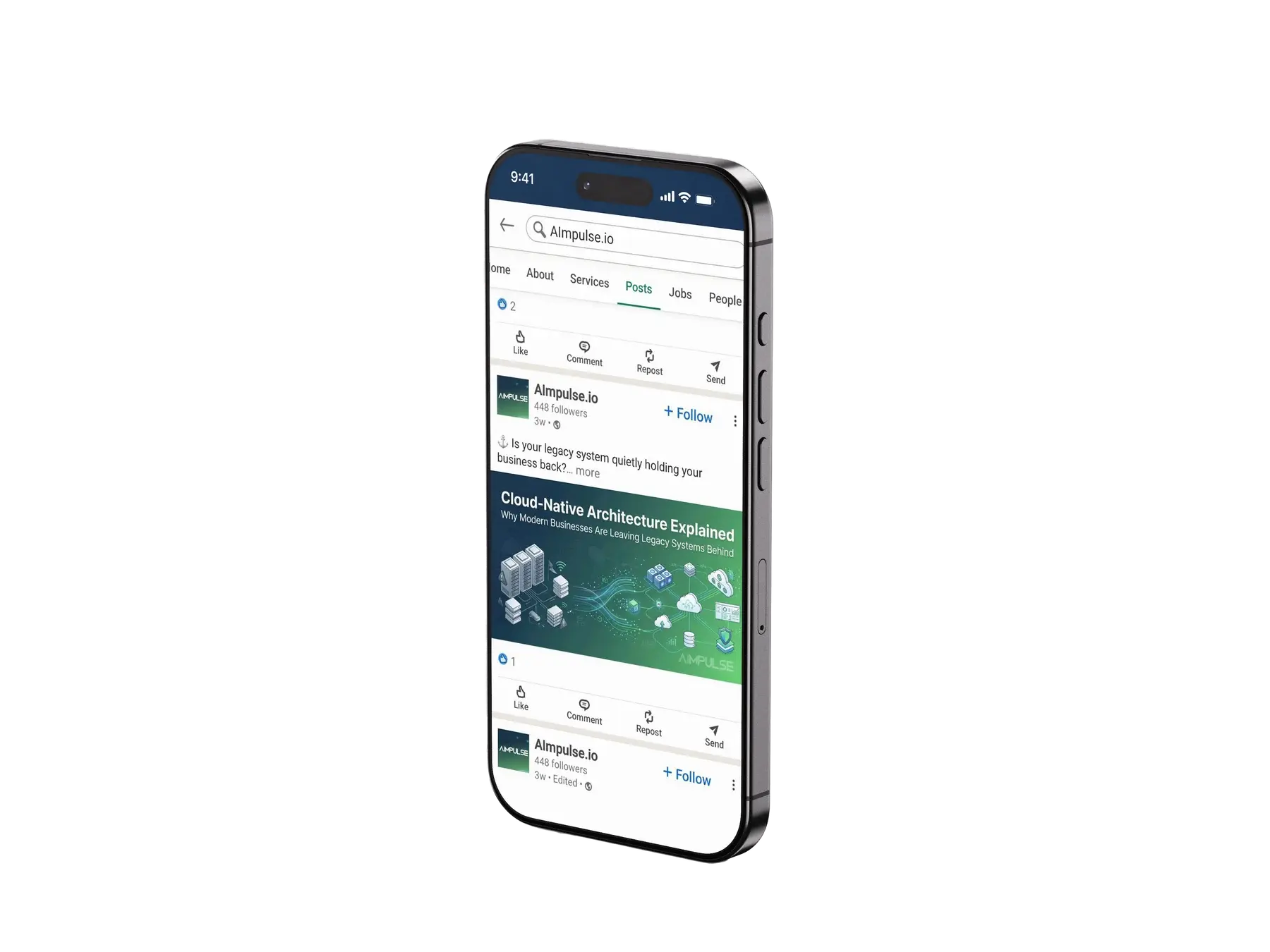 AImpulse LinkedIn content on mobile