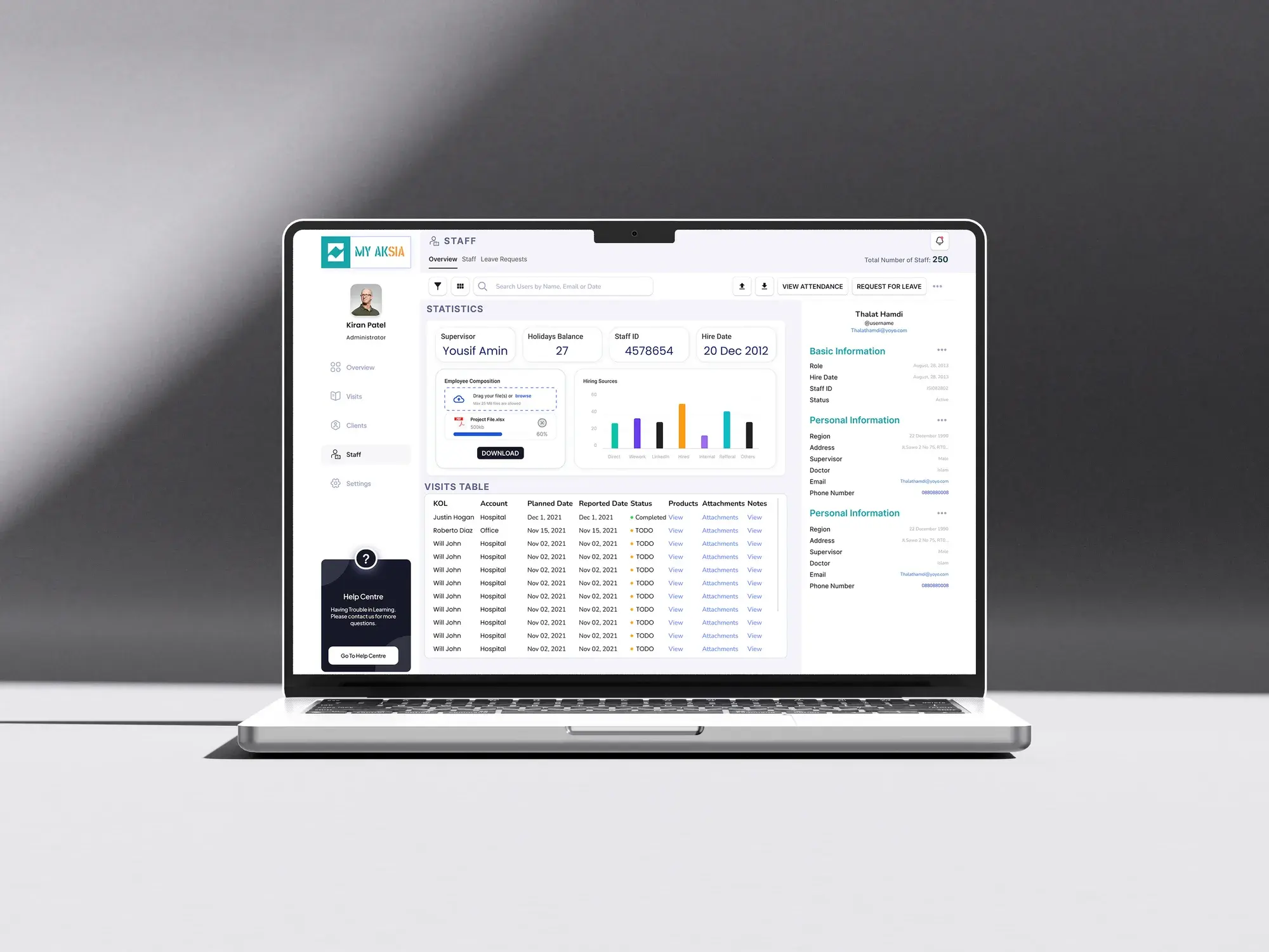 Aksia platform responsive experience on a laptop