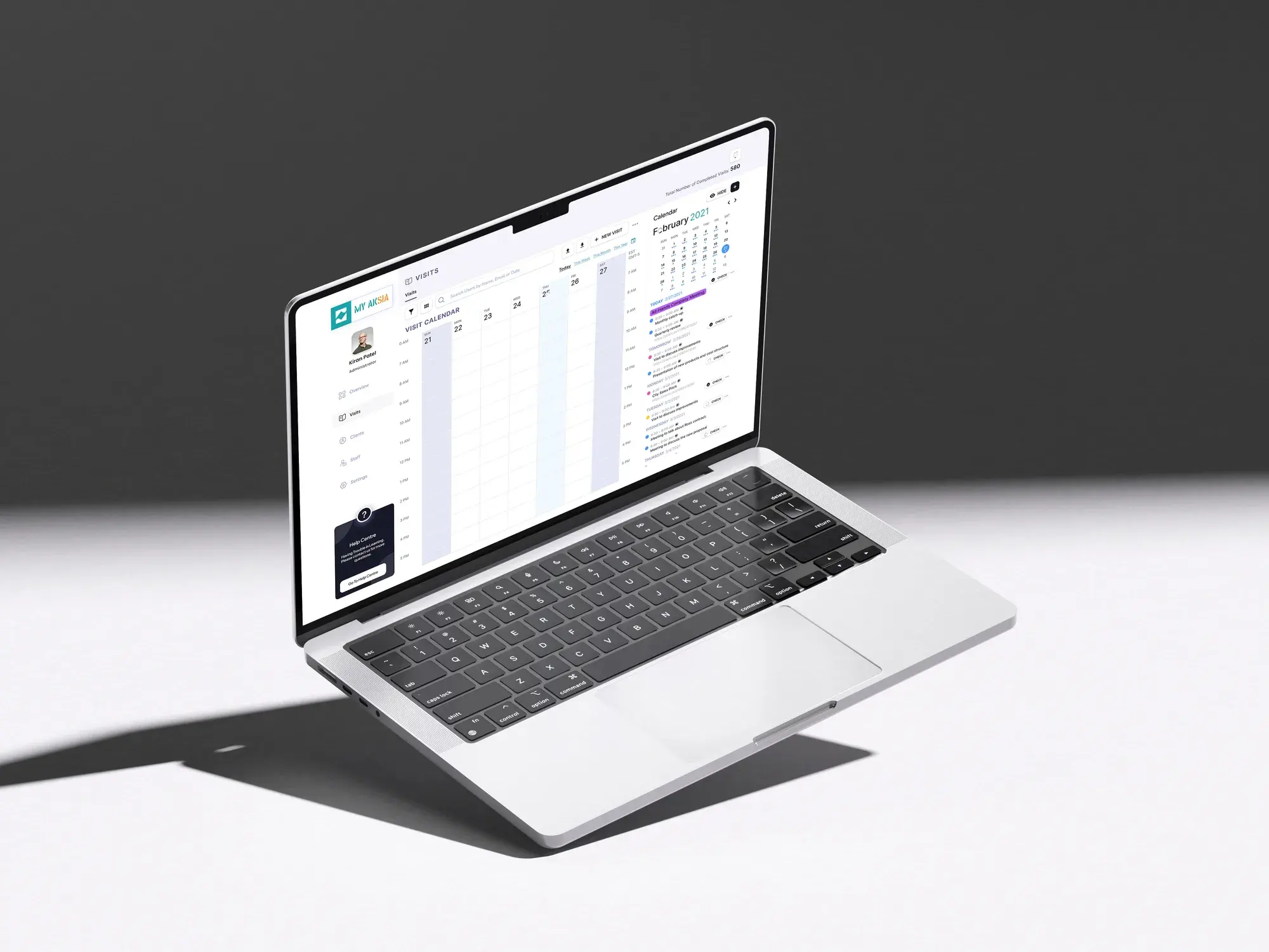 Aksia leadership dashboard on a laptop