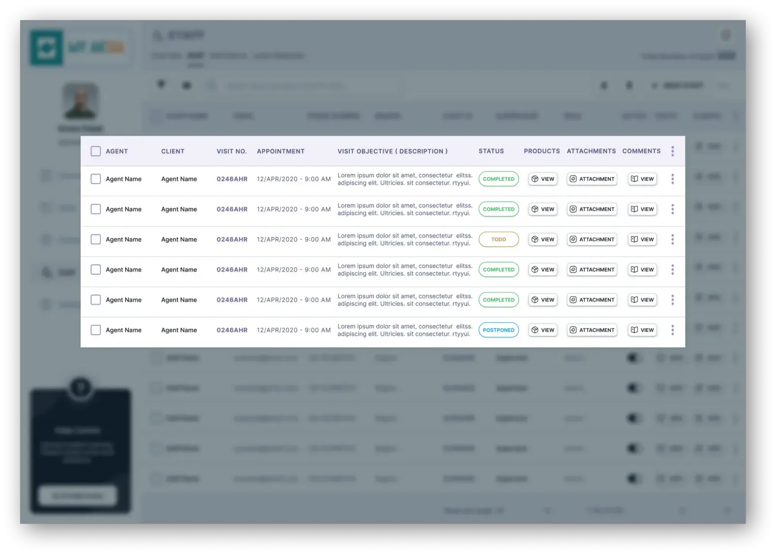 Aksia CRM screen