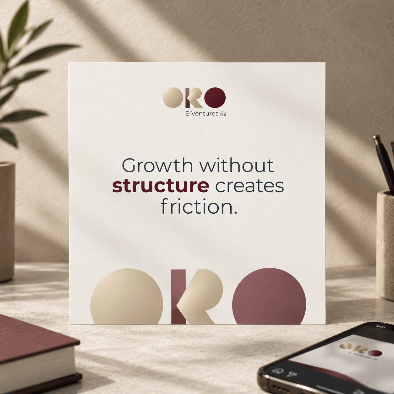 ORO brand messaging on an editorial poster
