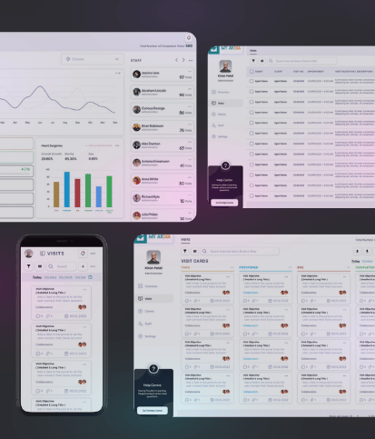 Aksia business dashboards and mobile workflow screens