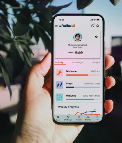 Challenji fitness app with activity tracking