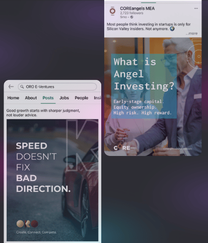 ORO and CORAngels social media campaign designs